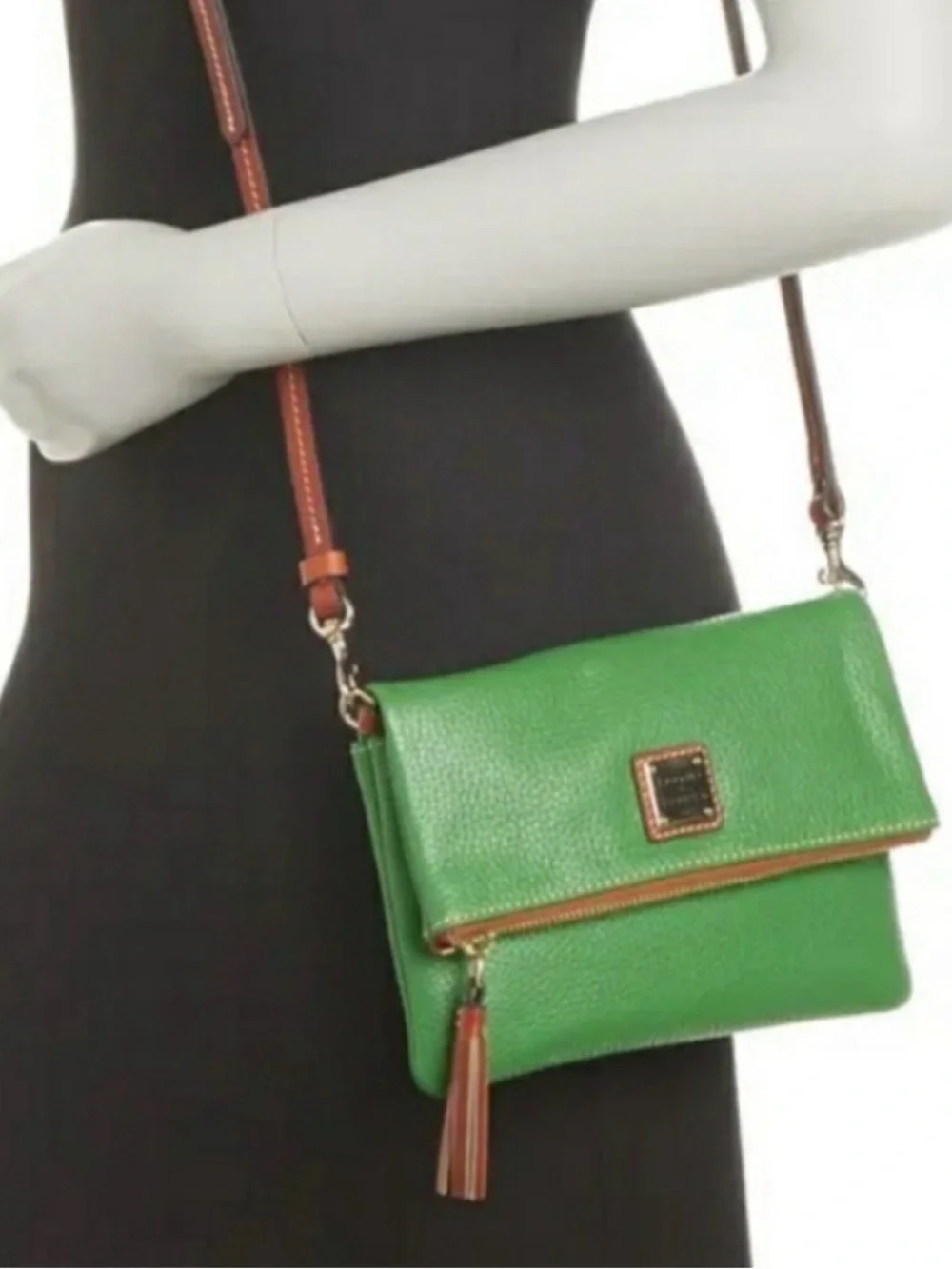 NWT Dooney & Bourke Florentine Foldover Zip Crossbody Bag in Kelly Green NWT